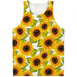 Doodle Sunflower Pattern Print Men's Tank Top