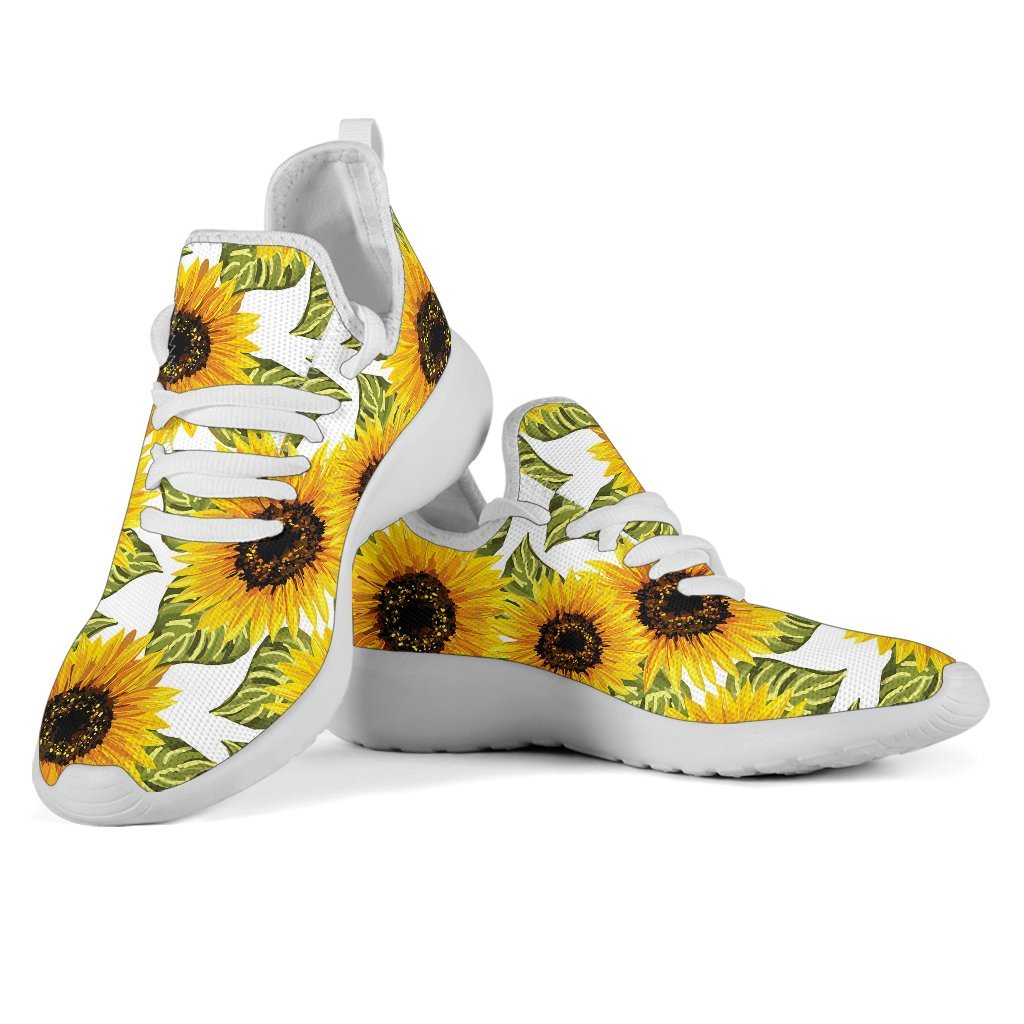 Doodle Sunflower Pattern Print Mesh Knit Shoes GearFrost