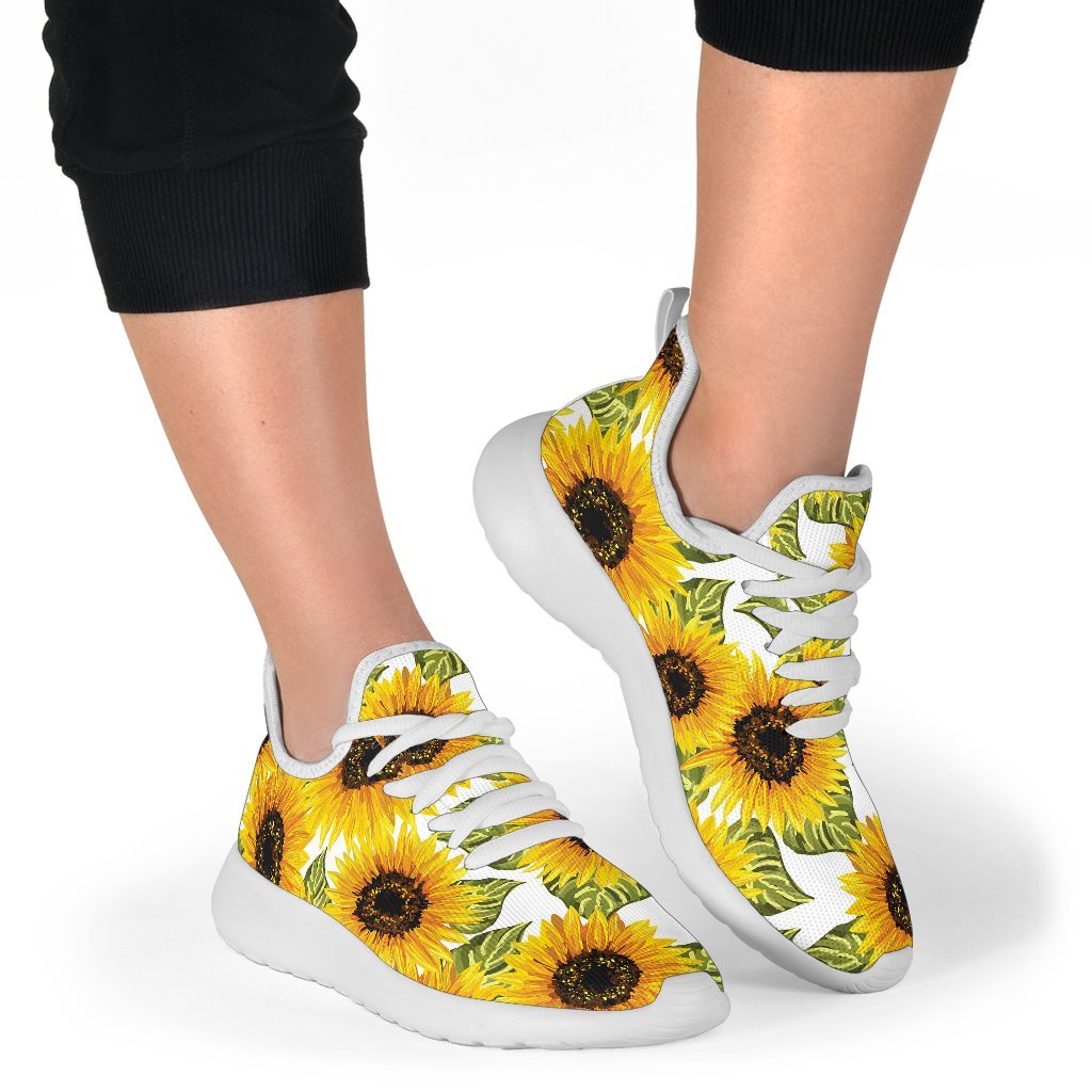 Doodle Sunflower Pattern Print Mesh Knit Shoes GearFrost
