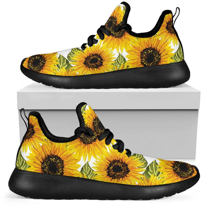 Doodle Sunflower Pattern Print Mesh Knit Shoes GearFrost