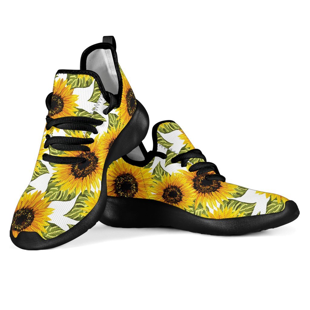 Doodle Sunflower Pattern Print Mesh Knit Shoes GearFrost