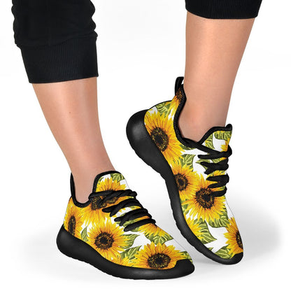 Doodle Sunflower Pattern Print Mesh Knit Shoes GearFrost