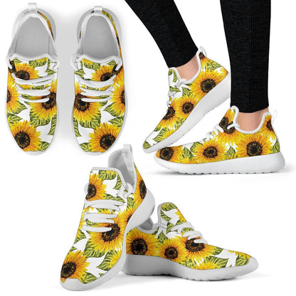 Doodle Sunflower Pattern Print Mesh Knit Shoes GearFrost