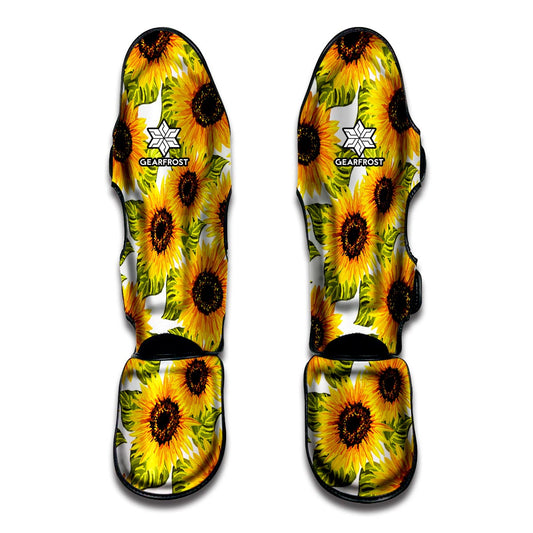 Doodle Sunflower Pattern Print Muay Thai Shin Guard