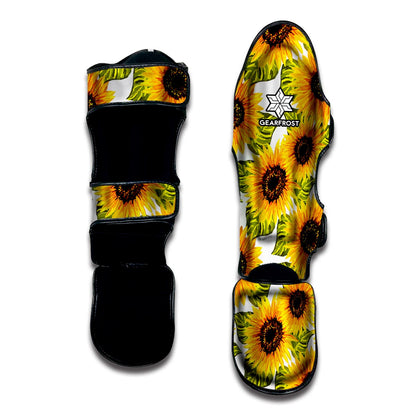 Doodle Sunflower Pattern Print Muay Thai Shin Guard