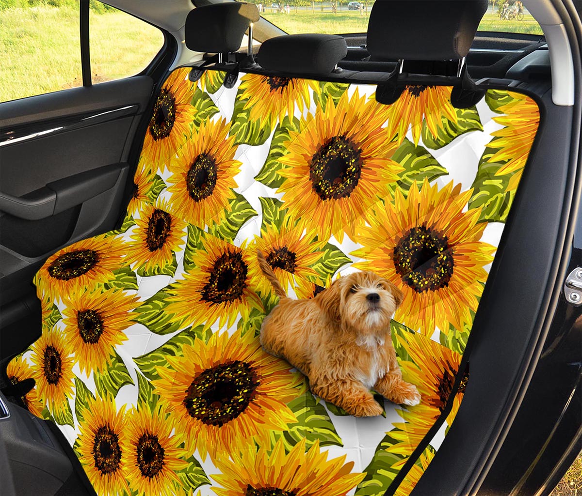 Doodle Sunflower Pattern Print Pet Car Back Seat Cover