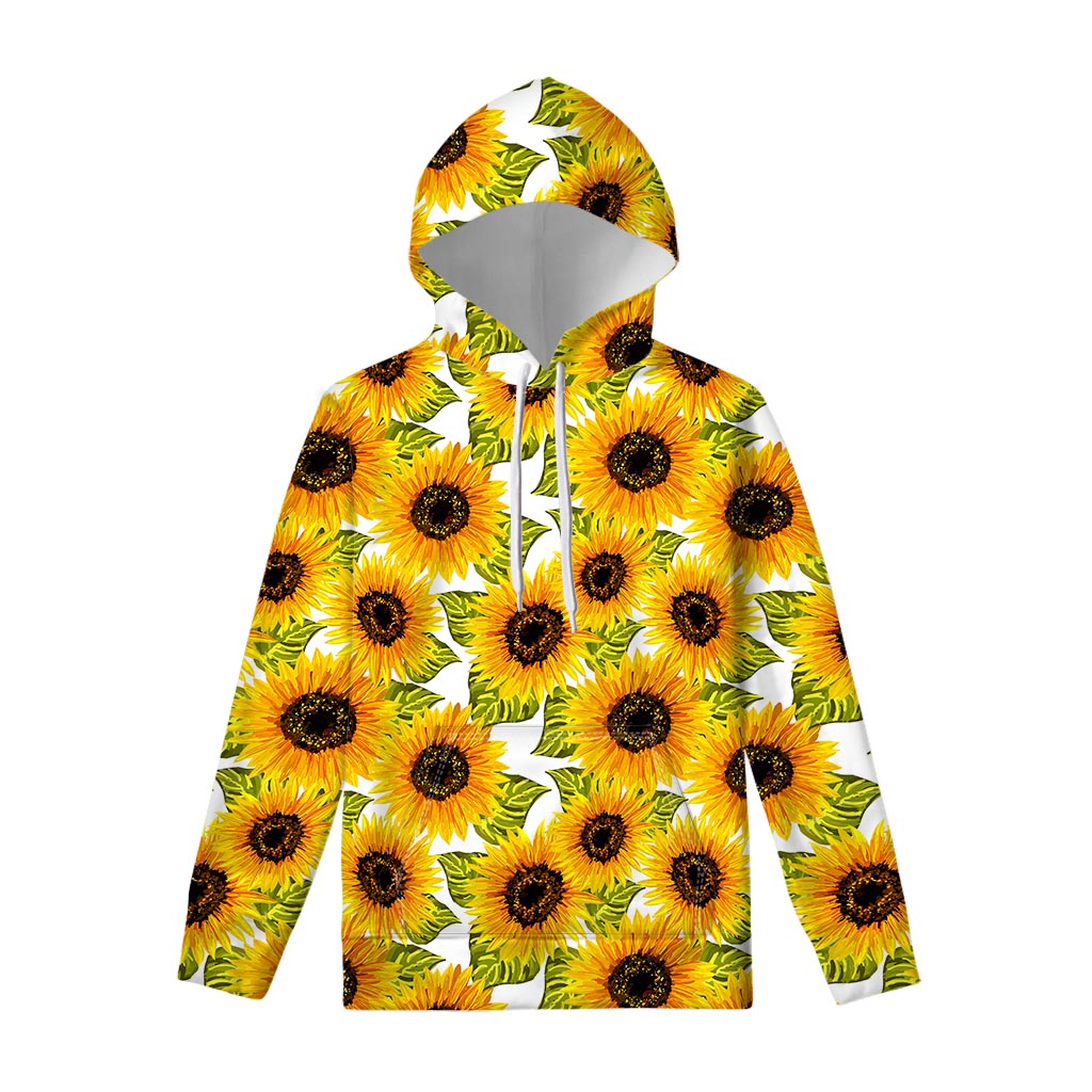 Doodle Sunflower Pattern Print Pullover Hoodie