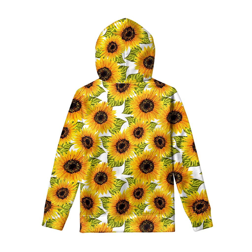 Doodle Sunflower Pattern Print Pullover Hoodie
