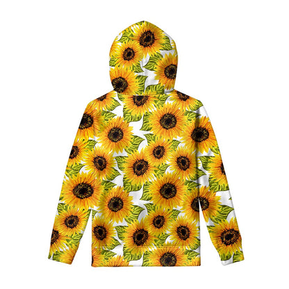 Doodle Sunflower Pattern Print Pullover Hoodie