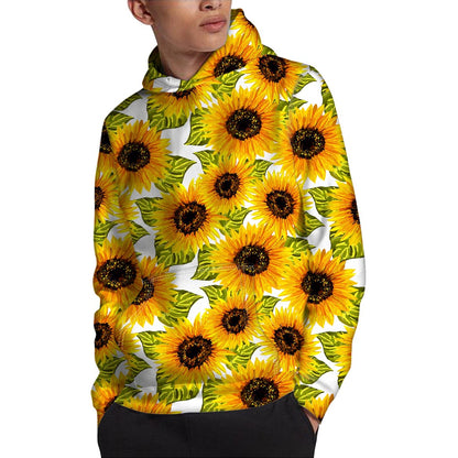 Doodle Sunflower Pattern Print Pullover Hoodie