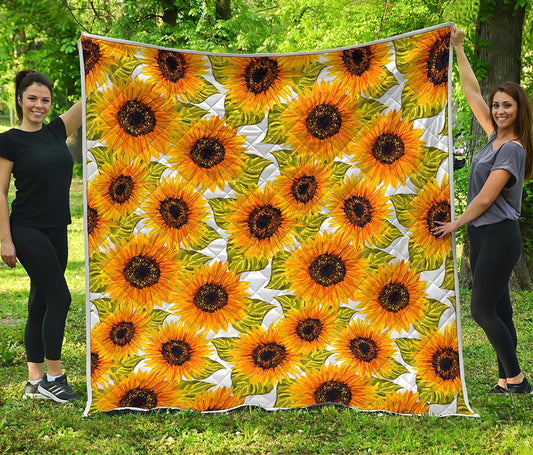 Doodle Sunflower Pattern Print Quilt