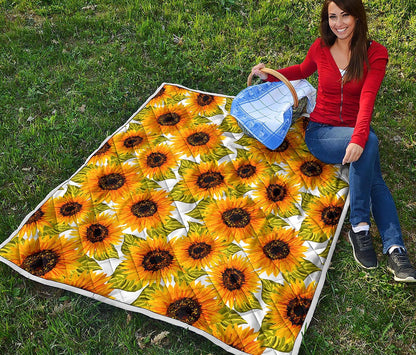 Doodle Sunflower Pattern Print Quilt