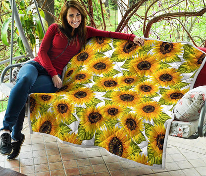 Doodle Sunflower Pattern Print Quilt