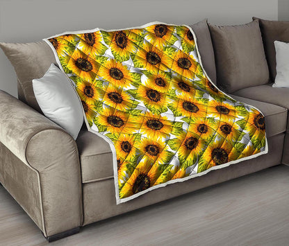 Doodle Sunflower Pattern Print Quilt