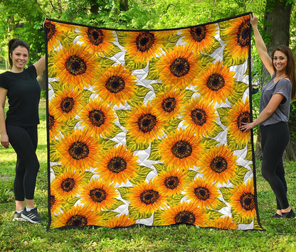 Doodle Sunflower Pattern Print Quilt