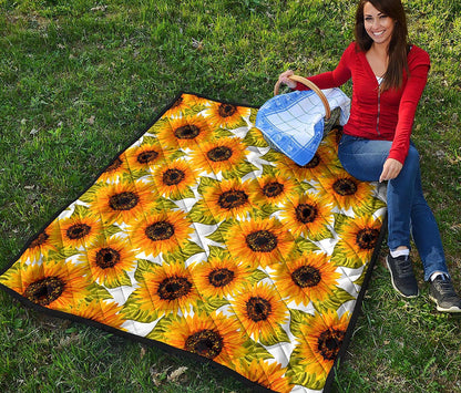 Doodle Sunflower Pattern Print Quilt