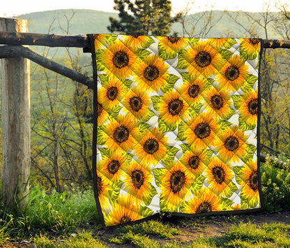 Doodle Sunflower Pattern Print Quilt