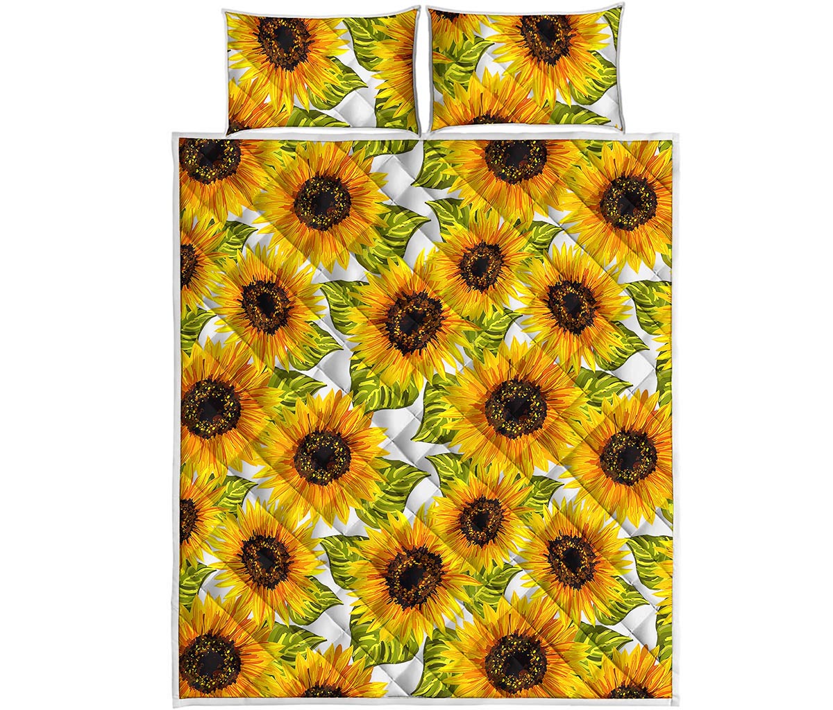 Doodle Sunflower Pattern Print Quilt Bed Set