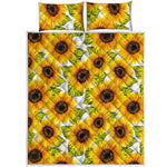 Doodle Sunflower Pattern Print Quilt Bed Set