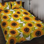 Doodle Sunflower Pattern Print Quilt Bed Set