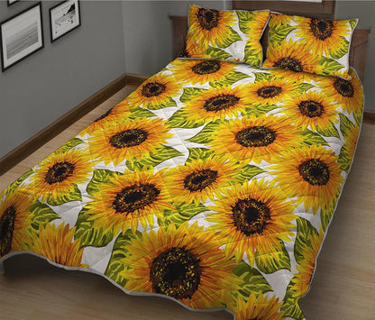 Doodle Sunflower Pattern Print Quilt Bed Set