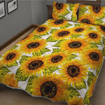 Doodle Sunflower Pattern Print Quilt Bed Set