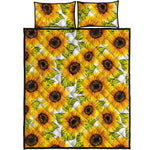 Doodle Sunflower Pattern Print Quilt Bed Set