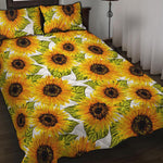 Doodle Sunflower Pattern Print Quilt Bed Set