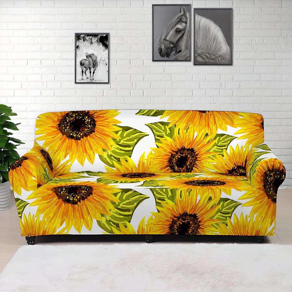 Doodle Sunflower Pattern Print Sofa Cover