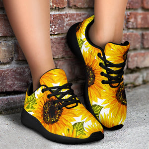 Doodle Sunflower Pattern Print Sport Shoes GearFrost