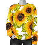 Doodle Sunflower Pattern Print Women's Crewneck Sweatshirt GearFrost