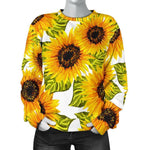 Doodle Sunflower Pattern Print Women's Crewneck Sweatshirt GearFrost