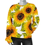 Doodle Sunflower Pattern Print Women's Crewneck Sweatshirt GearFrost