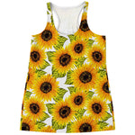 Doodle Sunflower Pattern Print Women's Racerback Tank Top
