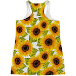 Doodle Sunflower Pattern Print Women's Racerback Tank Top