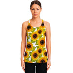 Doodle Sunflower Pattern Print Women's Racerback Tank Top
