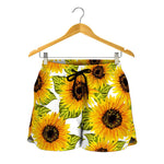 Doodle Sunflower Pattern Print Women's Shorts