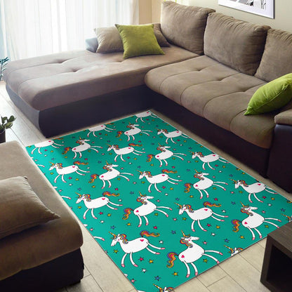 Doodle Unicorn Pattern Print Area Rug GearFrost