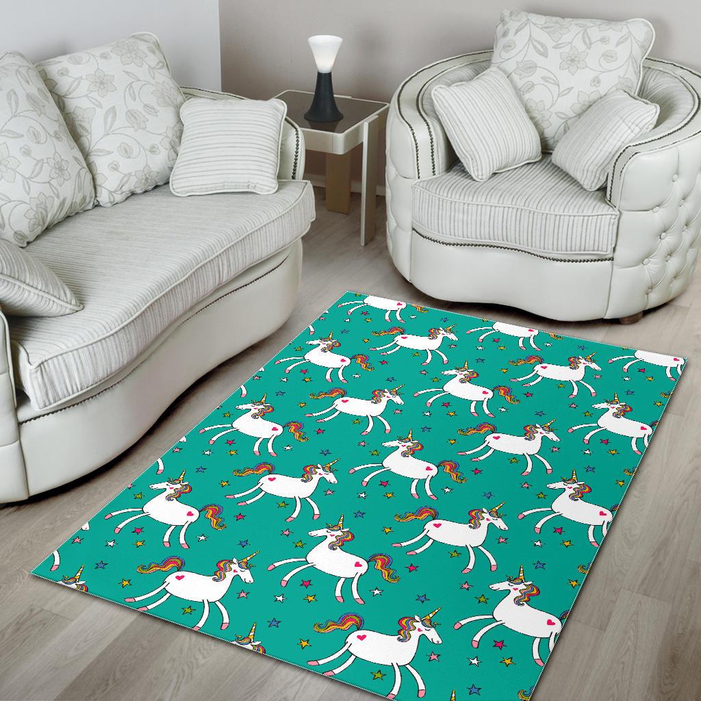 Doodle Unicorn Pattern Print Area Rug GearFrost
