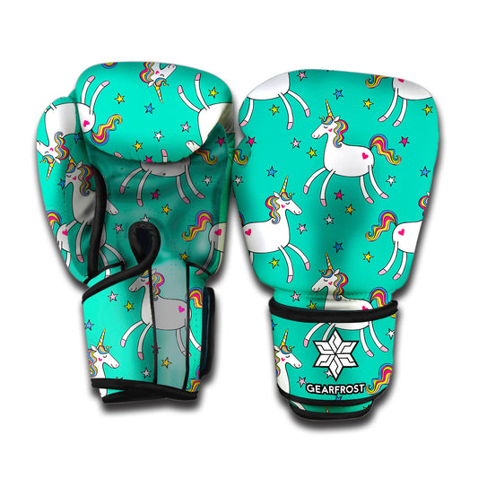 Doodle Unicorn Pattern Print Boxing Gloves