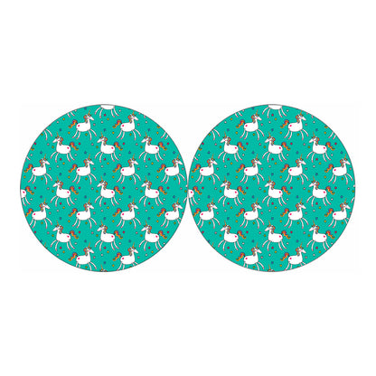 Doodle Unicorn Pattern Print Car Coasters