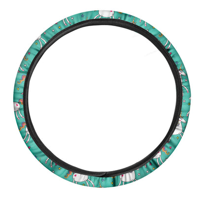 Doodle Unicorn Pattern Print Car Steering Wheel Cover