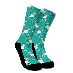 Doodle Unicorn Pattern Print Crew Socks