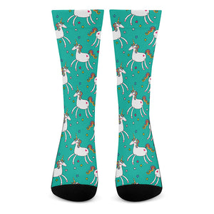 Doodle Unicorn Pattern Print Crew Socks