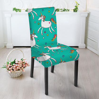 Doodle Unicorn Pattern Print Dining Chair Slipcover