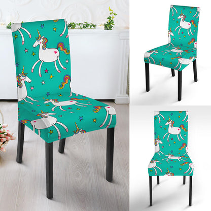Doodle Unicorn Pattern Print Dining Chair Slipcover