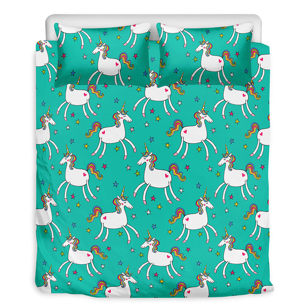 Doodle Unicorn Pattern Print Duvet Cover Bedding Set