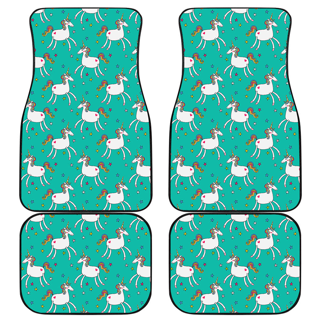 Doodle Unicorn Pattern Print Front and Back Car Floor Mats