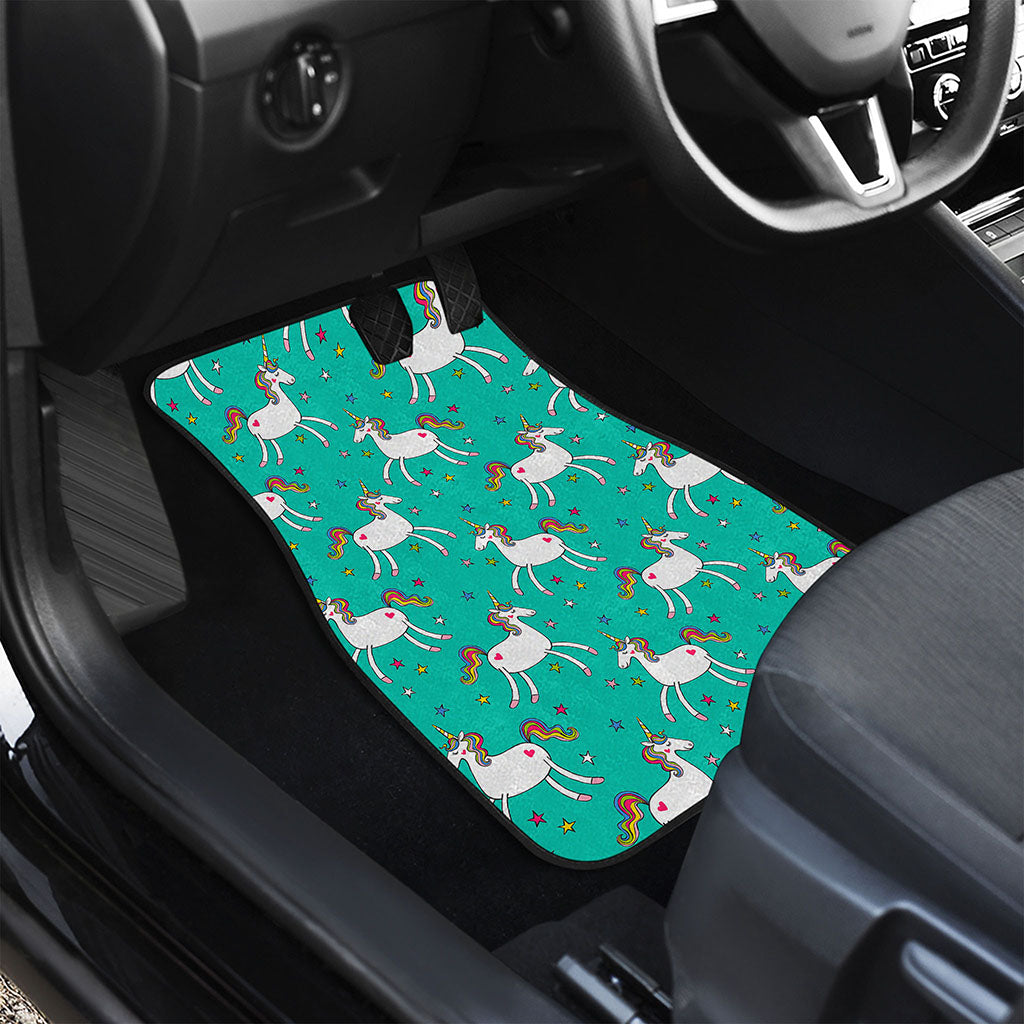 Doodle Unicorn Pattern Print Front and Back Car Floor Mats