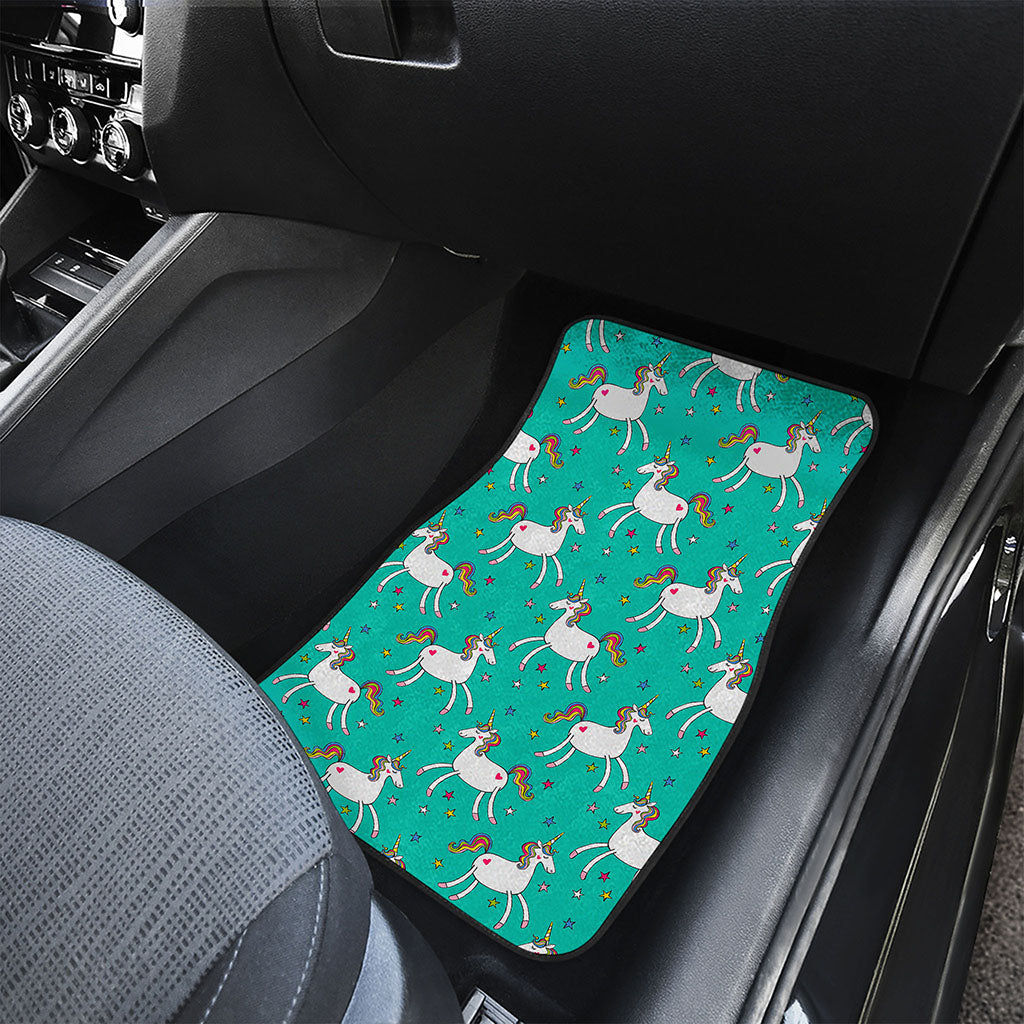 Doodle Unicorn Pattern Print Front and Back Car Floor Mats